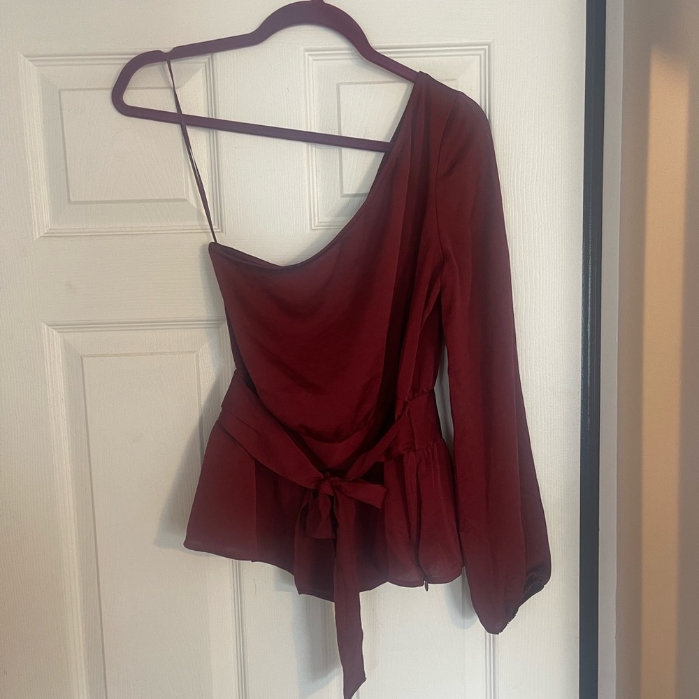 Express red one shoulder blouse